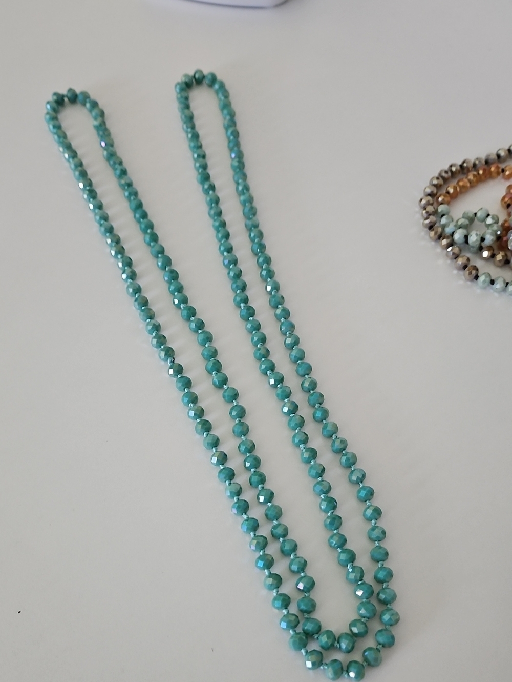 Turquoise Glass Bead Long Necklace - Women Jewelry